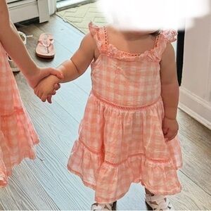 Janie and Jack Peach Gingham Ruffle Dress